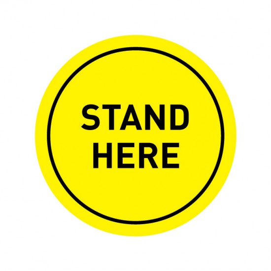 Covid-19 Floor Stand Here Yellow 26cm 3pcs